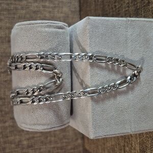 Vintage 5mm Mens Silver Figaro Chain Necklace